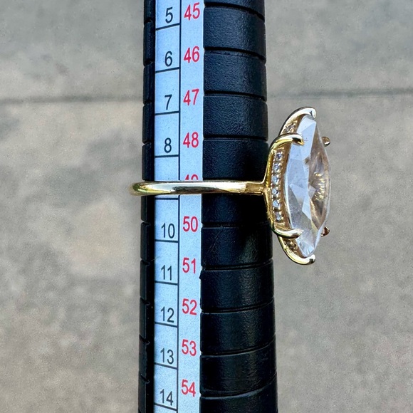 Solid 14k yellow gold Marquise CZ  Engagement ring halo under 3.53tcw Sz 5.5 - Picture 7 of 13